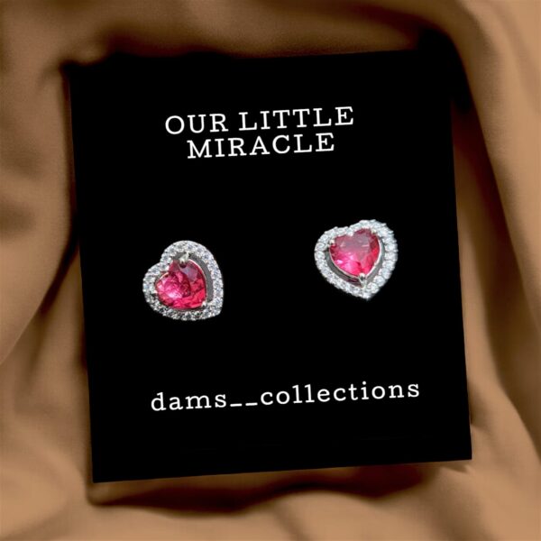 Heart-Shaped Pink Crystal Stud Earrings