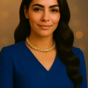 Layla Thakur, the signature model of Dams Collections, is seen wearing a stunning traditional outfit paired with a shimmering gold choker from the brand’s latest collection. With her graceful smile, soft waves, and iconic black bindi, she poses elegantly against a warm, festive backdrop — perfectly embodying the essence of Dams Collections.