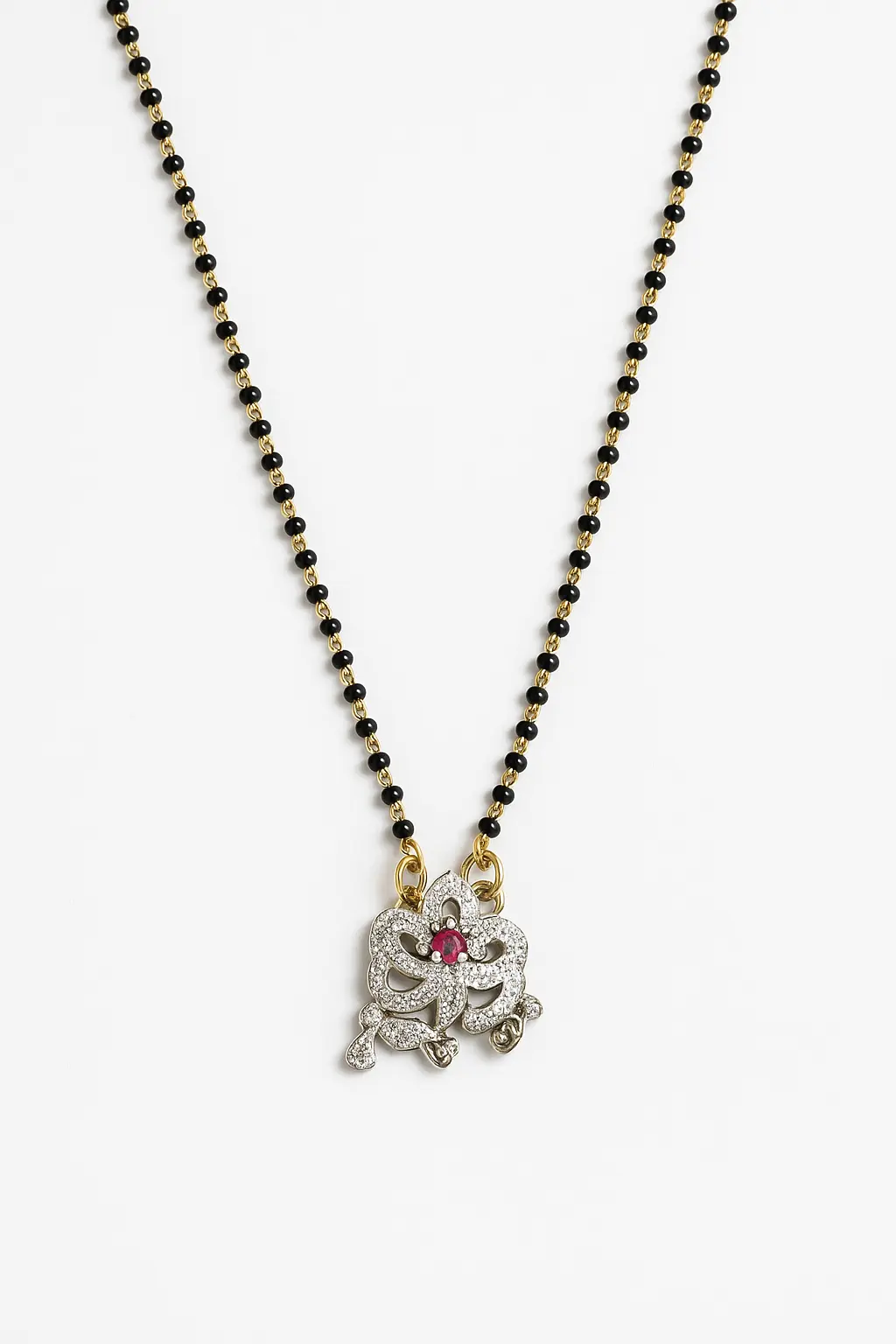 Pink Stone Floral Mangalsutra | Damscollections